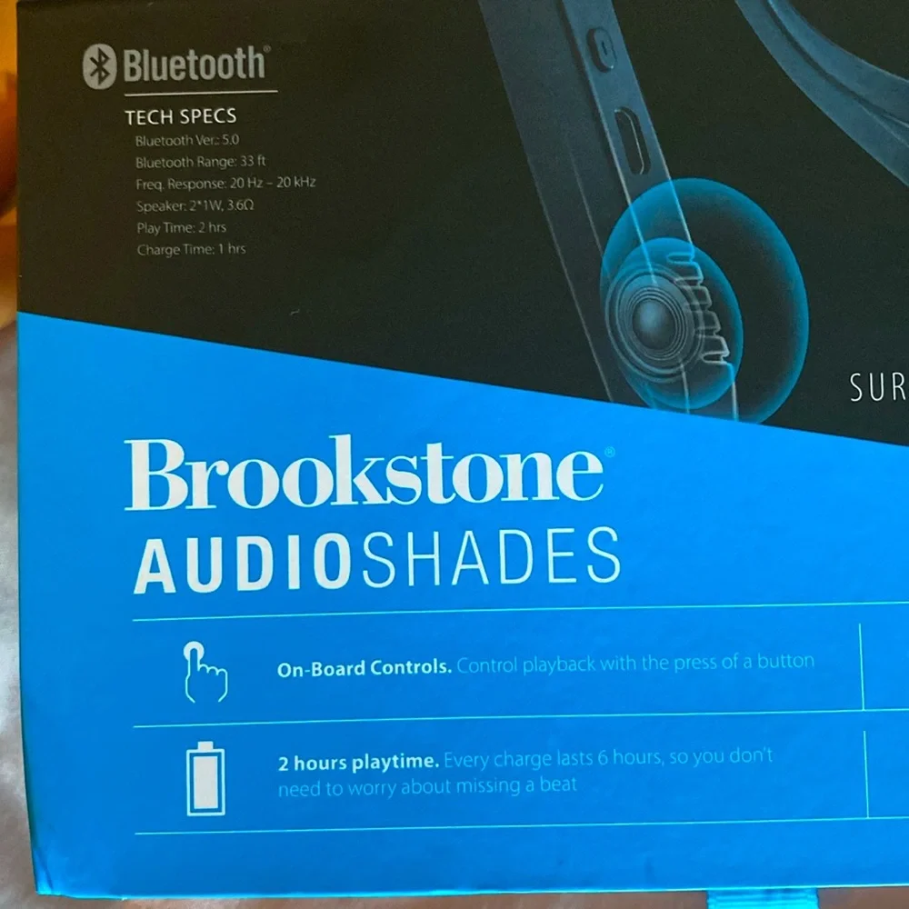 BROOKSTONE Audio Shades Sunglasses with Built-in Speakers New in Box
